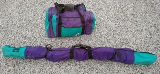 Camp 7 Vintage Ski Bag Combo - Boot Bag And Ski Bag - Green/purple