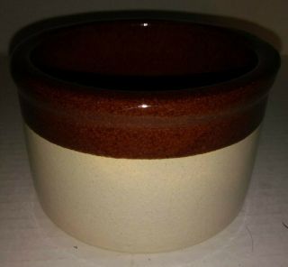 Vintage RRP Co Roseville Ohio Pottery Crock Two Tone Brown & Tan PRIMITIVE DECOR 2