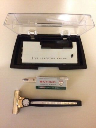 Vintage Schick Adjustable 1 - 8 Injector Razor with Case and Blades 3