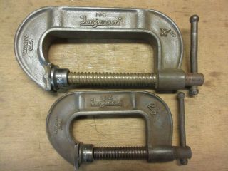 2 Vintage Jorgensen C - Clamp 4 " 104 & 2 - 1/2 " 102 Heavy Duty U.  S.  A.  Farm Tools
