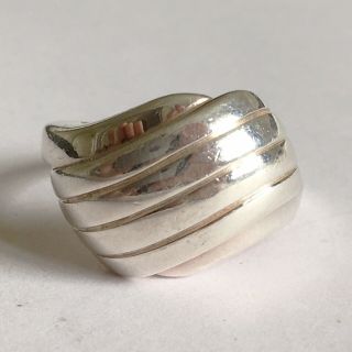 Vintage Chunky Modernist Solid Silver Unusual Ring Hallmarked 925 7 Grams Heavy