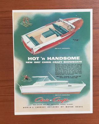 Vintage 1957 Chris Craft Continental & Commander Boat Large Print Ad