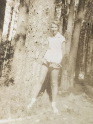 1940’s In The Woods School Girl Gladys 13 Yr Old Leggy Photo Vintage