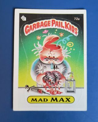 Vintage 1985 Topps Garbage Pail Kids Series 2 Os2 Mad Max 72a Matte Back
