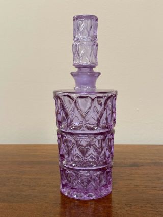 Vintage Pressed Glass Amethyst Purple Perfume Scent Bottle France
