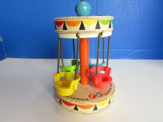Vintage 60s Fisher Price Little People Amusement Park Swing Ride Merry Go Round