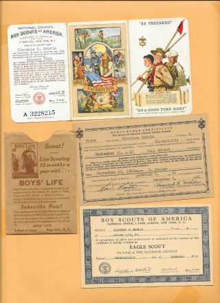 1930s - 1940s Boy Scouts Of America Vintage Merit Badges And Membership Card