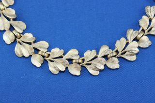 Great Vintage Crown Trifari Brushed Gold Tone Leaf Necklace