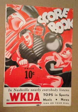 Vintage Orig.  Minor League Baseball Program - Score Book: Nashville Tn Vols 1948