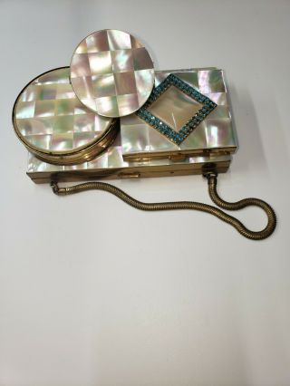 Vintage 50s Max Factor Set Creme Puff,  Lipstick,  Cigarette Holders And Clutch.