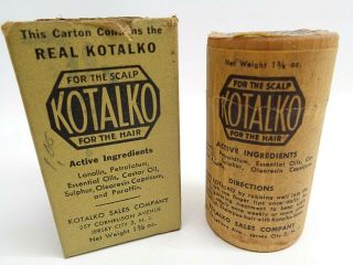 Vintage Antique Kotalko Hair Scalp Product Wood Container W/ Box Jersey City Nj