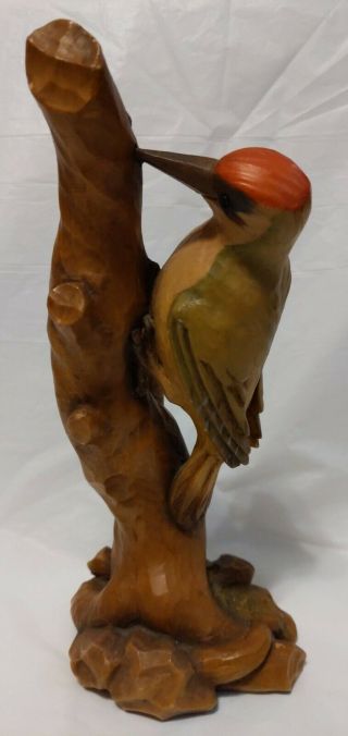 Vintage Anri Italy Woodpecker Wood Bird Figurine Handpainted Italian 9 " Tallq