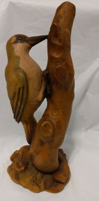 Vintage ANRI Italy Woodpecker Wood Bird Figurine Handpainted Italian 9 