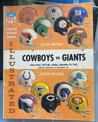 Vintage Dallas Cowboys Vs York Giants 1965 Nfl Program