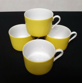 Set Of 4 Vintage 1975 Fitz And Floyd Coffee Tea Cups Yellow & White 6 Oz