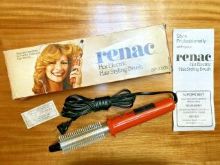 Vintage 1977 Renac Hot Electric Hair Styling Curling Brush Metal Teeth Sp2001