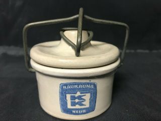 Vintage Kaukauna Klub Dairy Company Mini Cheese Stoneware Crock With Bail Lid
