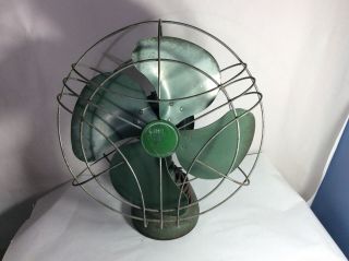 Vintage Green Cool Spot 12 " Oscillator Fan Made By Signal Oscillating 3 Speed