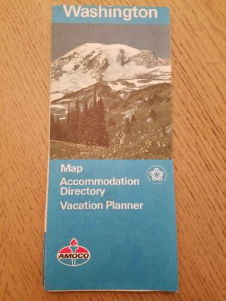 Vintage 1976 Amoco Gas Oil Washington State Highway Road Map Travel Guide Ads