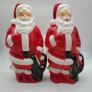 Vintage Lighted 1968 Empire Blow Mold Christmas Santa Claus Pair 13 "