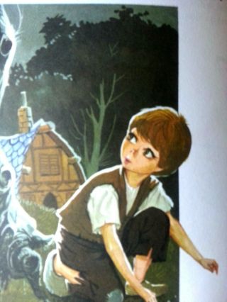 Vintage Hansel e Gretel Italian Fairy Tale Book LOVELY ART big eyed RARE 1966 2