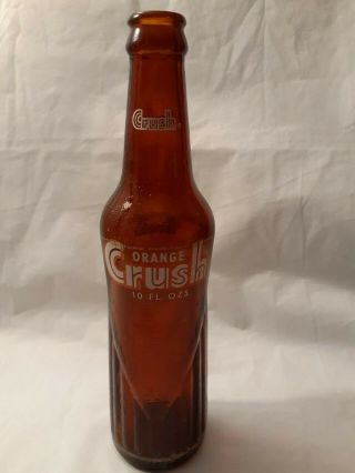 Vintage Brown Orange Crush 10 Oz Pop Bottle.  Evanston,  Il