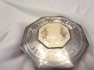 Fabulous Early Vintage Art Deco Guilloche Enamel Compact And Rouge