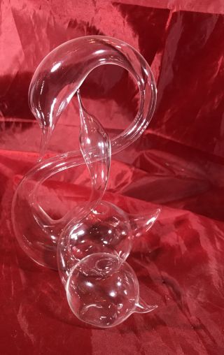 2 Vintage Blown Glass 6 Inches Tall - Swan Bud Vase Clear Glass Very Delicate