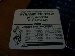 Vintage Rare 1992 Green Bay Packers Nfl Football Magnet Schedule Brett Favre