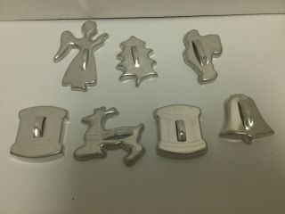 Vintage Set Of 7 Aluminum Metal Christmas Cookie Cutters From The 50 