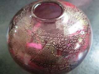Vintage Isle Of Wight Studio/art Glass Globe Vase Pink Azurene Michael Harris