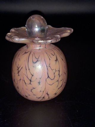 Wonderful Signed Connie Christopher Studios Art Glass Iridescent Perfume Bottle