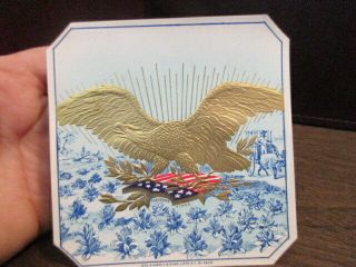 Vintage Cigar Box Label - Embossed - Patriotic Eagle With Shield