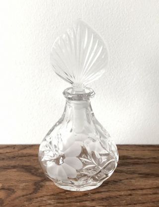 Perfume Bottle With Shell Stopper Vintage Czech Crystal Decanter,  Circa.  1940’s