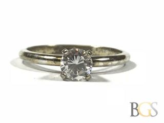 Vintage Ladies Gold Vermeil Sterling Silver Cz Travel Engagement Ring - Size 6.  75