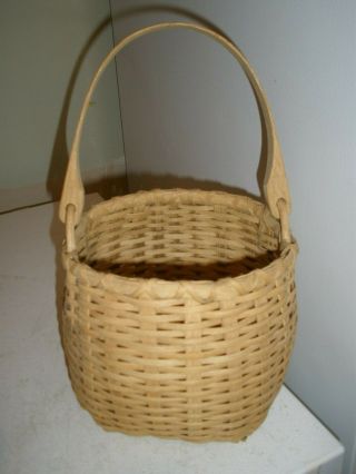 Vintage Handmade 1987 Signed Wicker Basket With Handle 7 " X 7 "