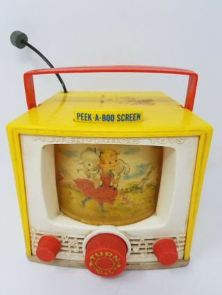 Vintage Fisher Price Tv Music Box Mary Had A Little Lamb Peek A Boo Screen Toy