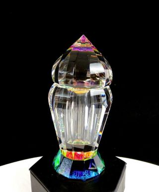 Prism Art Glass Rainbow Multi - Color Heavy Faceted 5 1/8 " Perfume Bottle