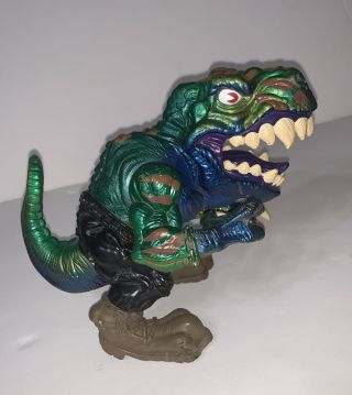 Vintage 1996 Mattel Extreme Dinosaur Figure Toy T - Bone T - Rex Metallic