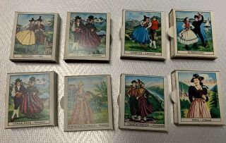 Bulk Of 8 Vintage German Traditional Clothes Cigarettes Match Boxes Matches