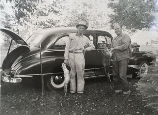1950’s Vtg Photo Two Old Boys Show Off Big Catfish Automobile