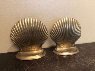 Vintage Brass Seashell Bookend Single Sea Shell Scallop Book End 5 " Tall