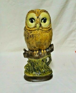 Vintage Ceramic Owl On Perch 12 " Tall