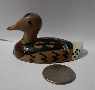 Vintage Hand - Painted Miniature Cast Iron Duck Decoy Paperweight