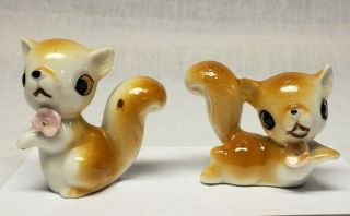Vintage Ceramic Squirrel Salt And Pepper Shakers 2 " Japan Cute