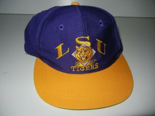 Vtg 90s Louisiana State Lsu Tigers Football Team Snapback Hat Youth Kid Size Cap