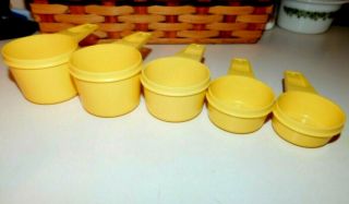 Tupperware Vtg.  Yellow Set Of 5 Measuring Cups 1/4 1/3 1/2 2/3 3/4 Cups