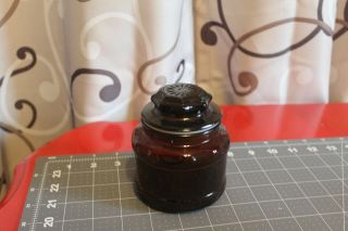 Vintage Small Amber Brown Glass Apothecary Jar W/ Lid