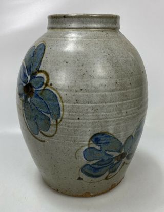 Gorgeous Vintage Handmade Turned Clay Pottery Glazed Vase W/ Butterfly Motif 10 "