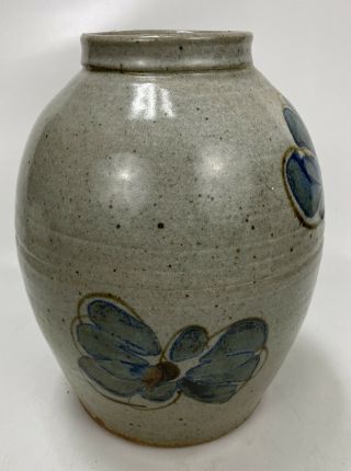 GORGEOUS Vintage Handmade Turned Clay Pottery Glazed Vase w/ Butterfly Motif 10 